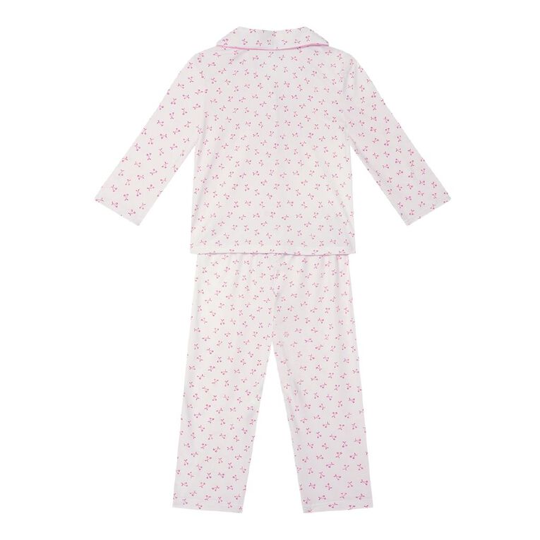 H&H Girls' Comfy Button Up Pyjama Set, Pink Mid, hi-res