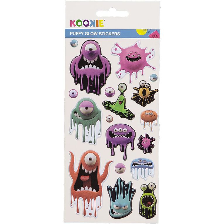 Kookie Sticker Sheet Puffy Glow in the Dark Assorted, , hi-res