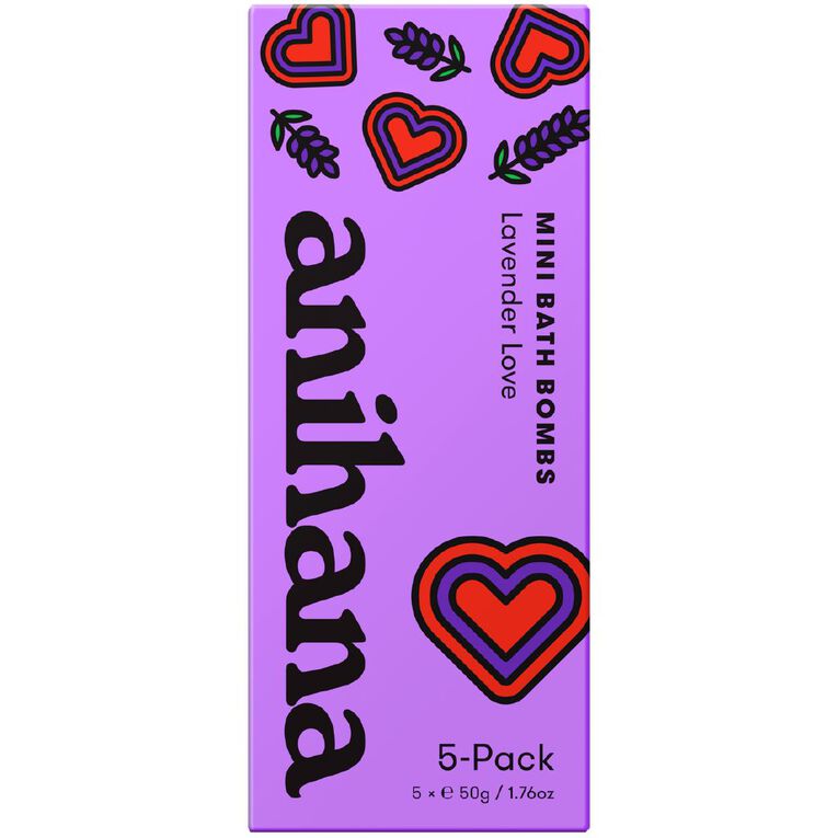 Anihana Mini Bath Bombs Lavender Love 5 Pack, , hi-res