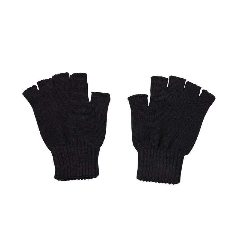 H&H Adults' Half Finger Gloves, Black, hi-res
