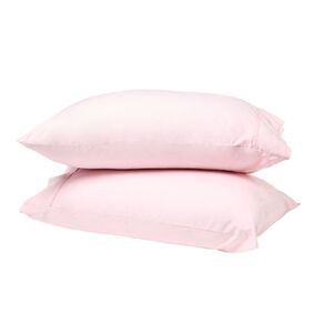 Living & Co 100% Washed Cotton 2 Pack Pillowcase Pink 48cm x 73cm