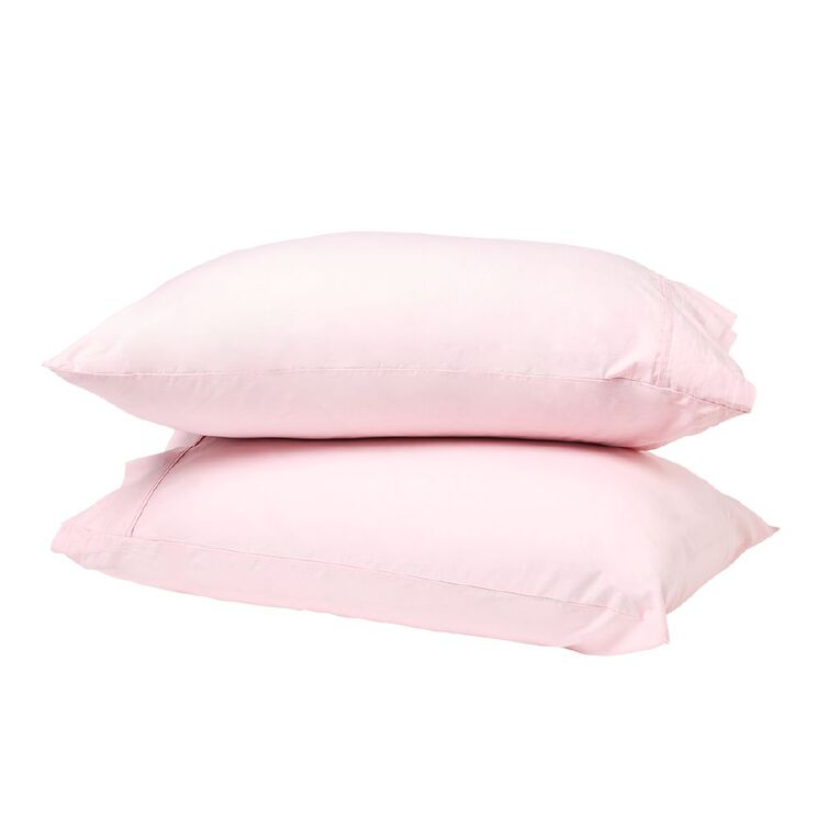 Living & Co 100% Washed Cotton 2 Pack Pillowcase Pink 48cm x 73cm, , hi-res
