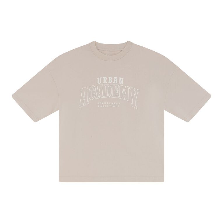 Young Original Urban Academy Short Sleeve Boxy Tee, Brown Light, hi-res