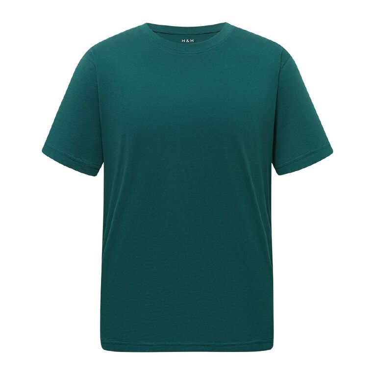 H&H Men's Regular Fit Crew Neck Tee, Green Dark, hi-res