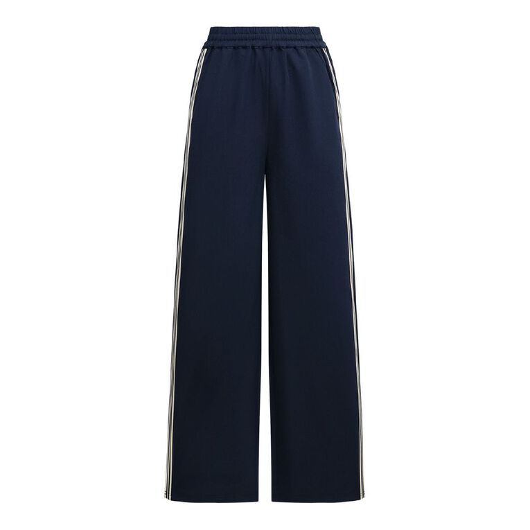 H&H Women's Striped Side Tape Wide Leg Pants, Navy, hi-res