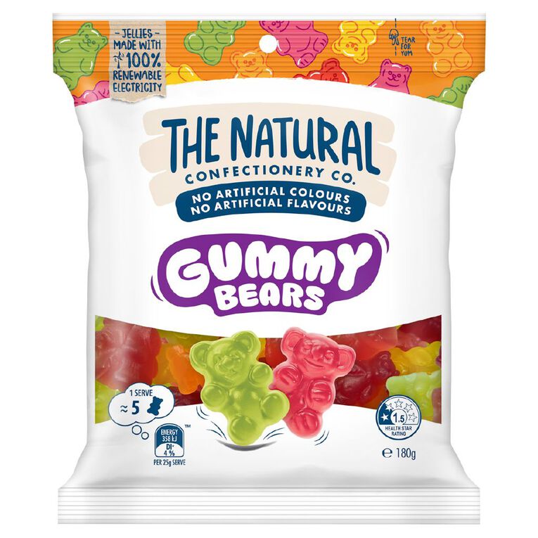 The Natural Confectionery Co. Gummy Bears 180g, , hi-res