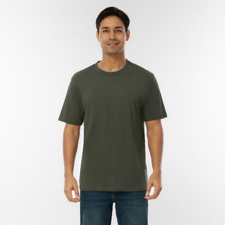 H&H Men's Regular Fit Crew Neck Tee, Green Dark, hi-res