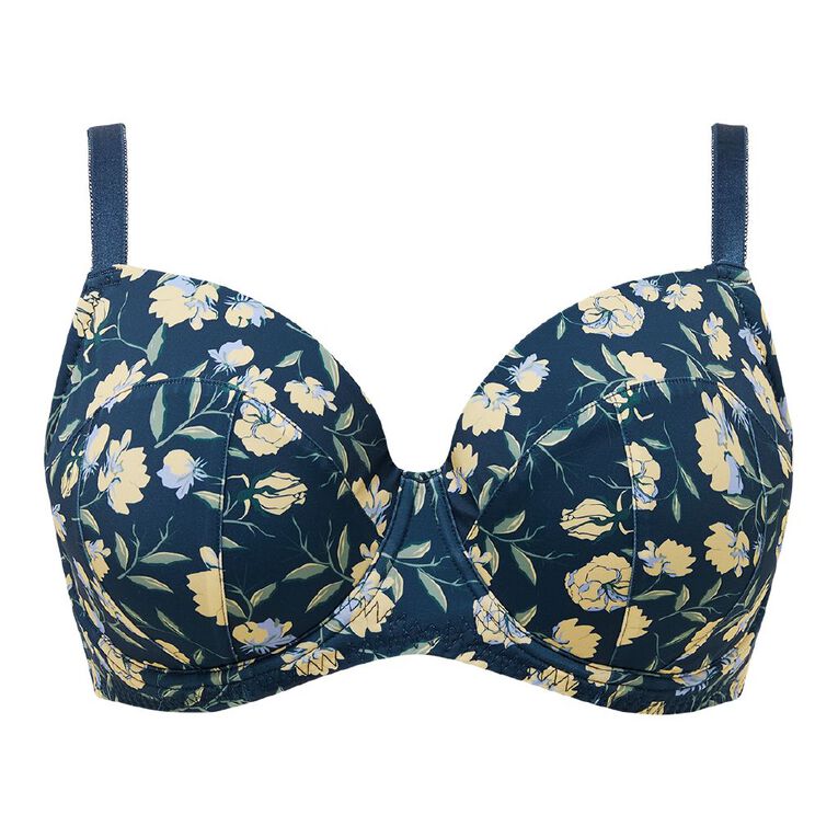 H&H Women's Lexi Printed Full Cup Bra, Blue Dark, hi-res