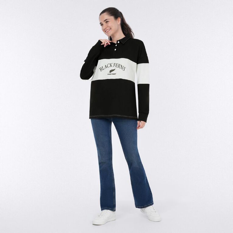 Black Ferns Women's Long Sleeve Polo, Black, hi-res