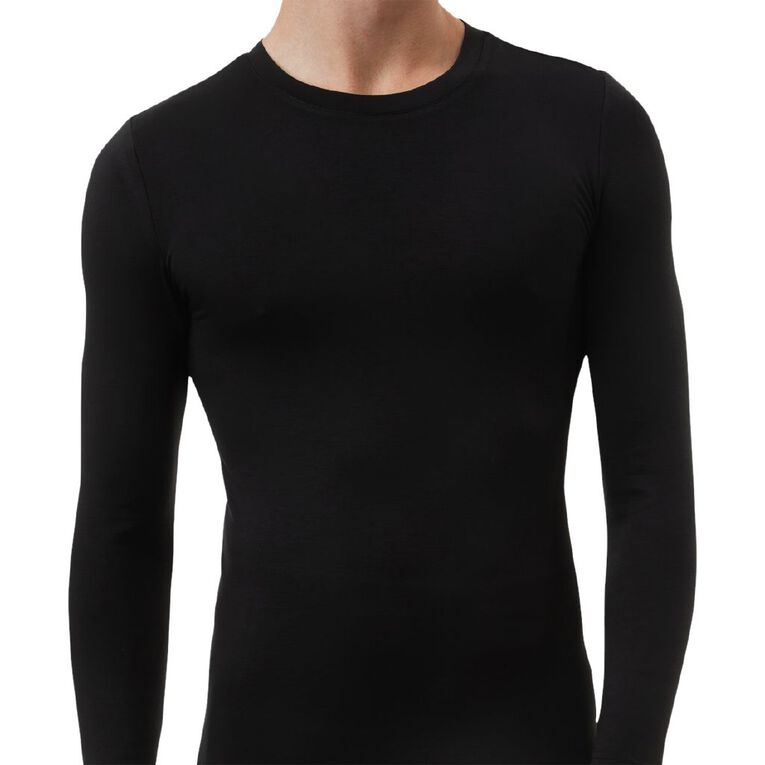 Underworks Men's Heatbods Thermal Long Sleeve Top, Black, hi-res