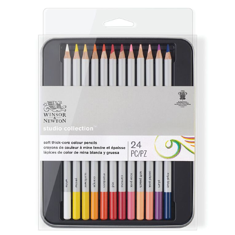 Winsor & Newton Studio Coloured Pencils in Tin 24 Pack, , hi-res