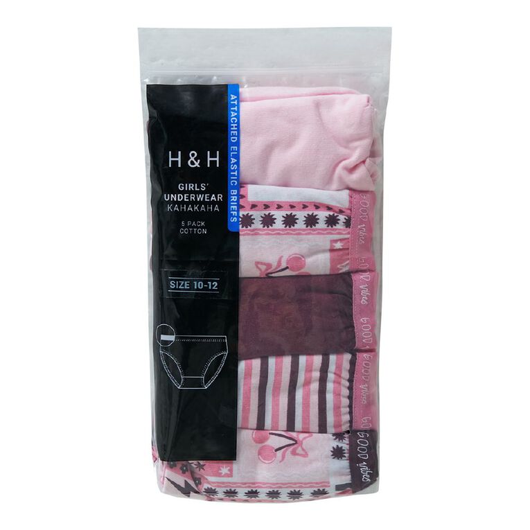 H&H Girls' Briefs 5 Pack, Pink Mid, hi-res
