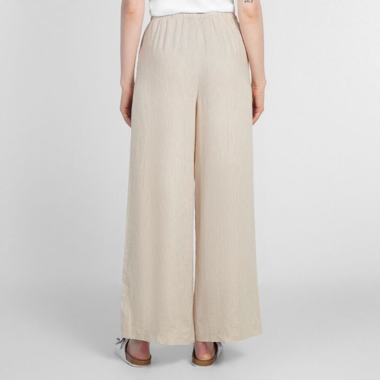 H&H Women's Linen Blend Tie Waist Pants, Brown Light, hi-res