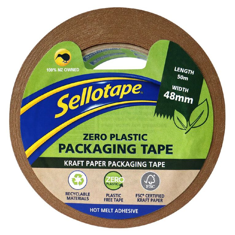 Sellotape Zero Plastic Kraft Paper Packaging Tape 48mm x 50m, , hi-res