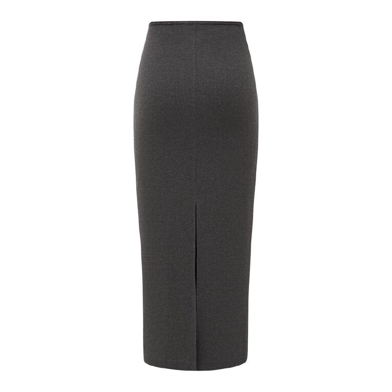 H&H Women's Rib Knit Maxi Skirt, Charcoal/Marle, hi-res