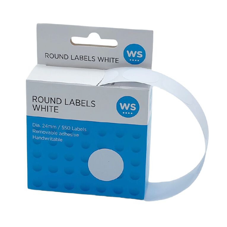 WS Dispenser Dot Handwritable 550 Labels 24mm Diameter, , hi-res