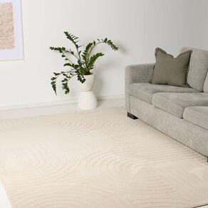 Living & Co Faux Fur Carved Arch Rug Ivory 200cm x 290cm