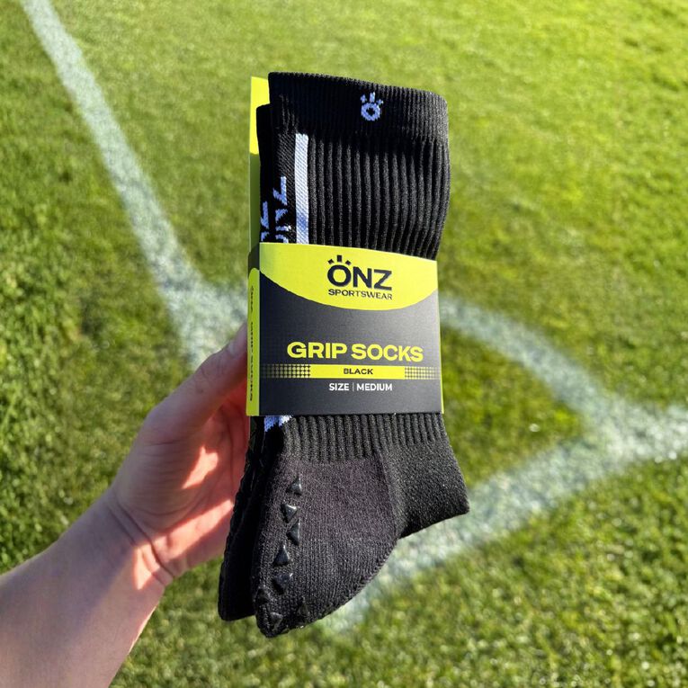 ONZ Grip Socks Black Large, Black, hi-res