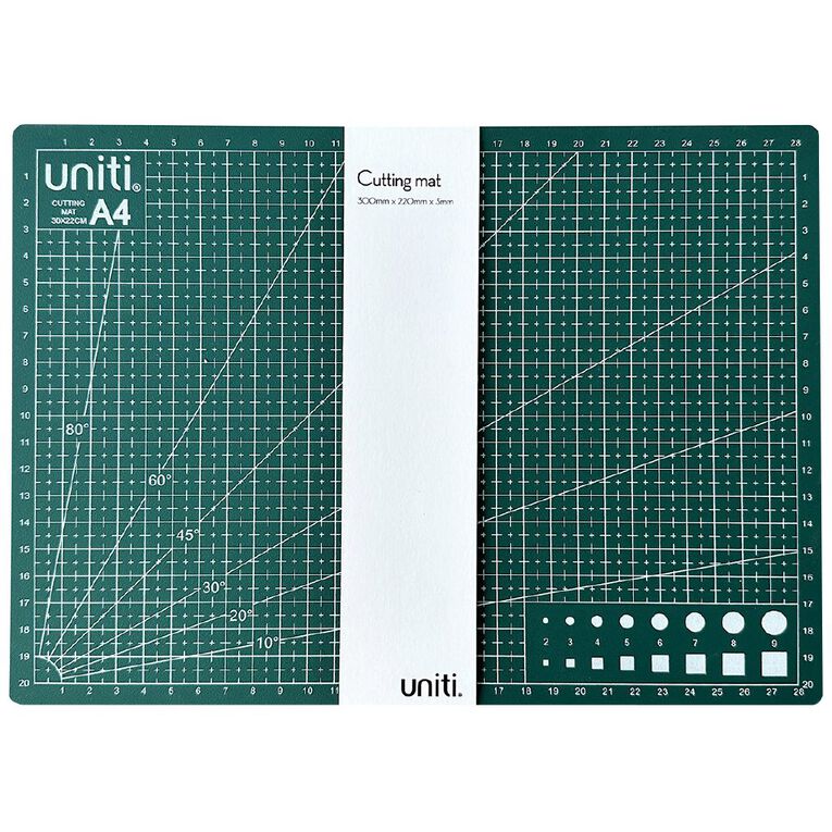 Uniti Cutting Mat 300mm x 220mm x 3mm Green A4, , hi-res