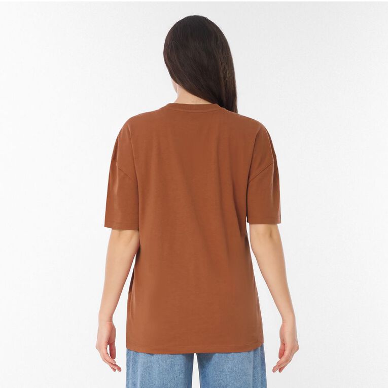 H&H Women's Short Sleeve Boyfriend Graphic Tee, Brown Light ART, hi-res
