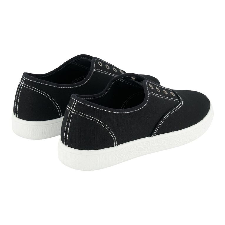 H&H Women's Canvas SlipOn Sneaker Black The Warehouse