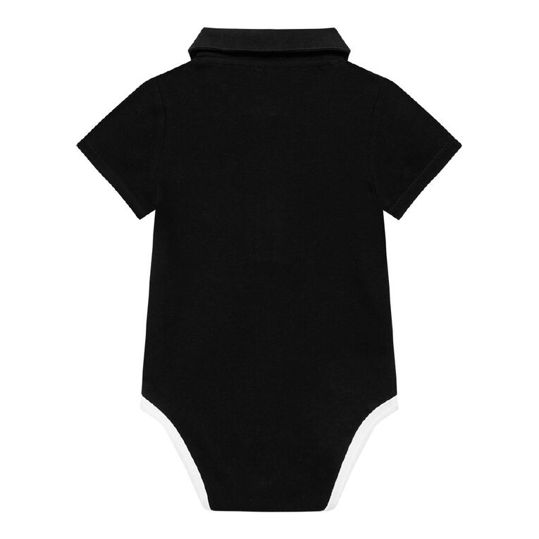 All Blacks Babies' Short Sleeve Printed Collared Bodysuit, Black, hi-res