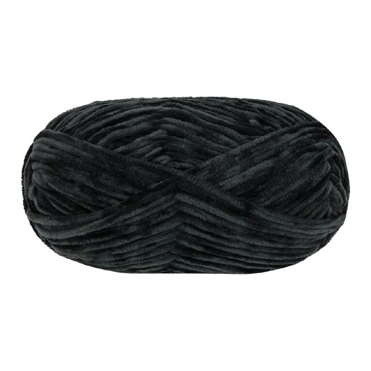 Birch Velvet Yarn 100% Polyester 100G Black, , hi-res