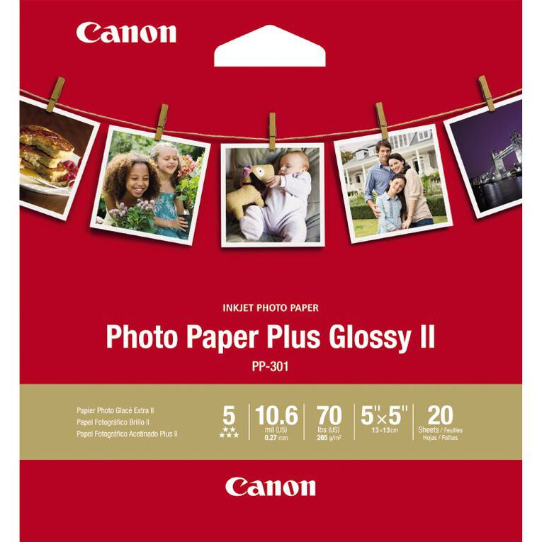 Canon Photo Paper Glossy Photo II 265gsm SQ5IN 20 Pack, , hi-res