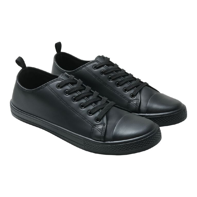 H&H Adults Unisex Freestyle PU Low Top Sneakers, Black BLACK, hi-res