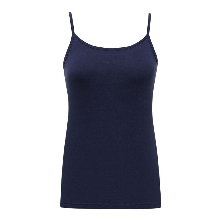 H&H Women's Stretch Cotton Shelf Cami, Blue Dark, hi-res