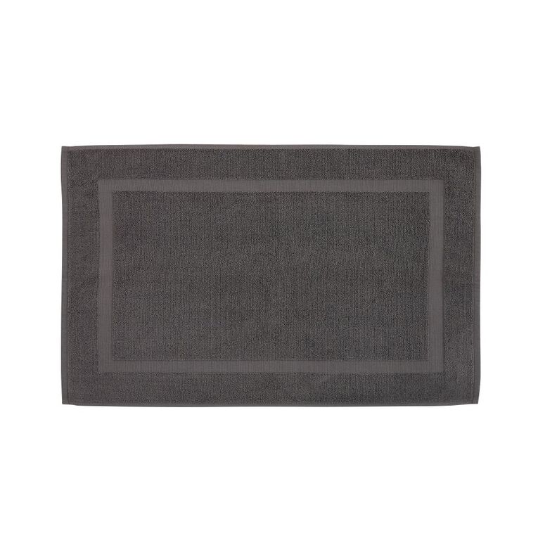 Living & Co Plush Terry Bath Mat Charcoal 50cm x 80cm, , hi-res