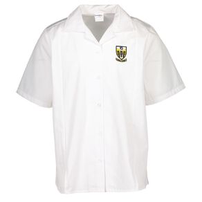 Schooltex Tikipunga High Short Sleeve Split Hem Blouse with Embroidery