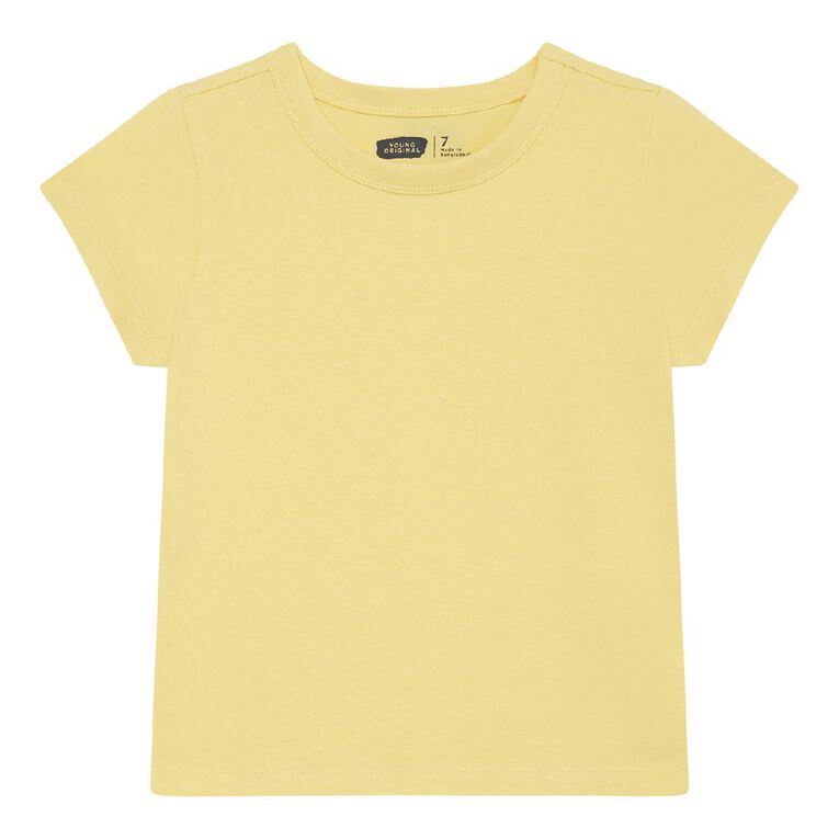 Young Original Short Sleeve Fitted Top, Yellow Light, hi-res