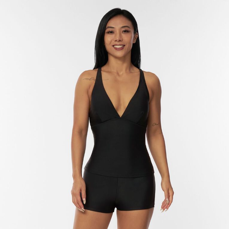 H&H Women's V-Neck Tankini, Black, hi-res