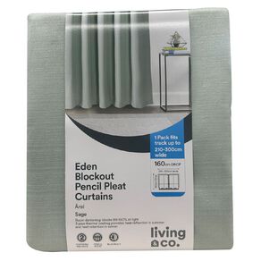 Living & Co Eden Curtains Sage 230-330cm Wide/160cm Drop