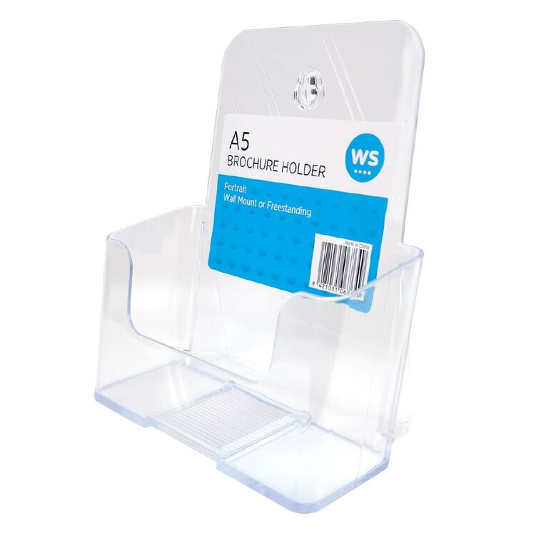 WS Brochure Holder Wall Mount Portrait Single Pocket Clear A5, , hi-res