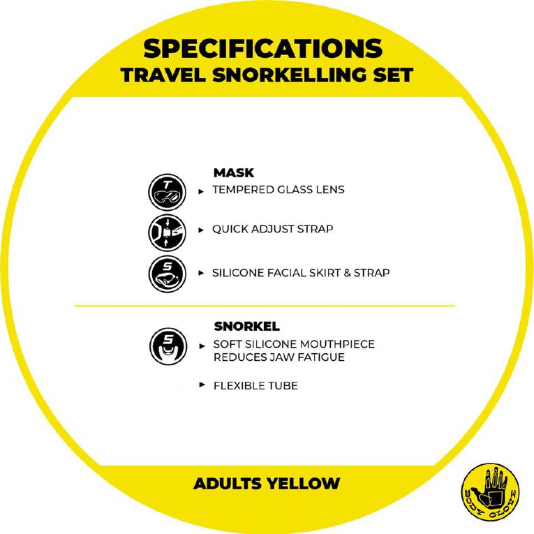 Body Glove Adults Travel Snorkel set Yellow, , hi-res