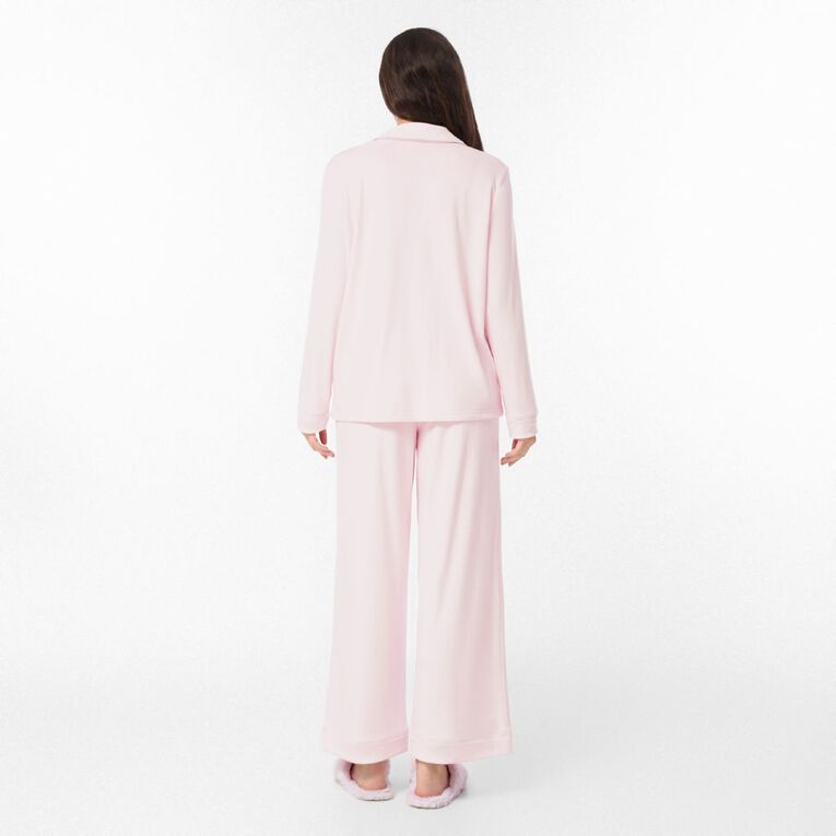 H&H Women's Mink Button Up Pyjama Set, Pink Light, hi-res