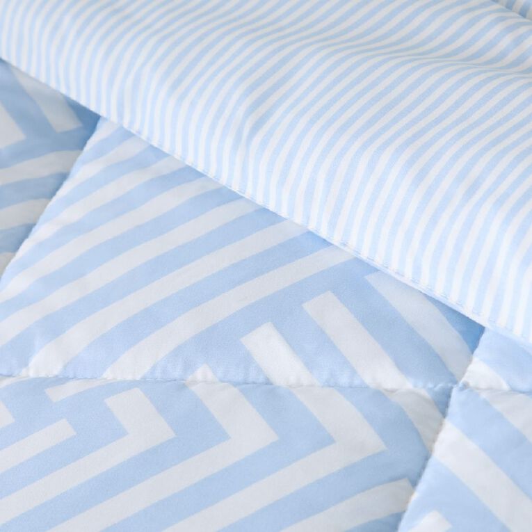 Living & Co 3 Piece Comforter Set Reversible Chevron Blue King, , hi-res
