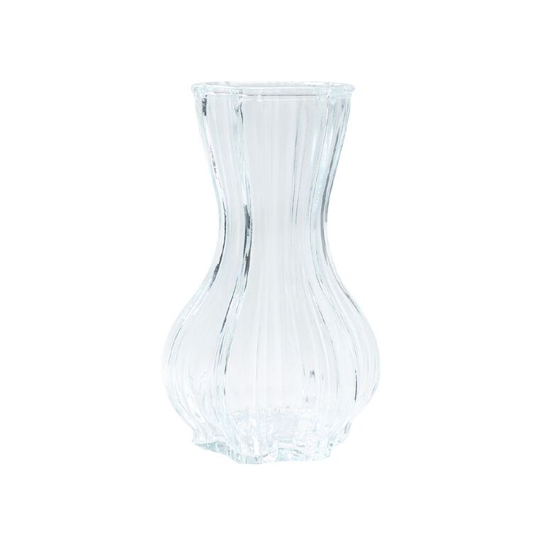 Living & Co Fluted Glass Vase 20.5cm Clear 20cm, , hi-res