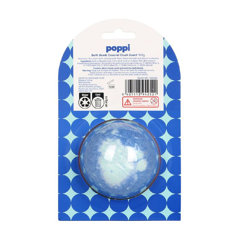 Poppi Bath Bomb Coastal Crush 100g 100g, , hi-res