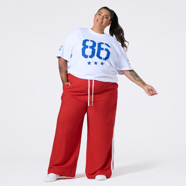 H&H Curve Women's Side Stripe Wide Leg Pants, Red, hi-res