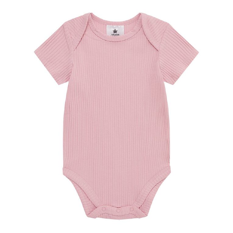 Young Original Babys' Short Sleeve Rib Bodysuit 3 Pack, Purple Light, hi-res