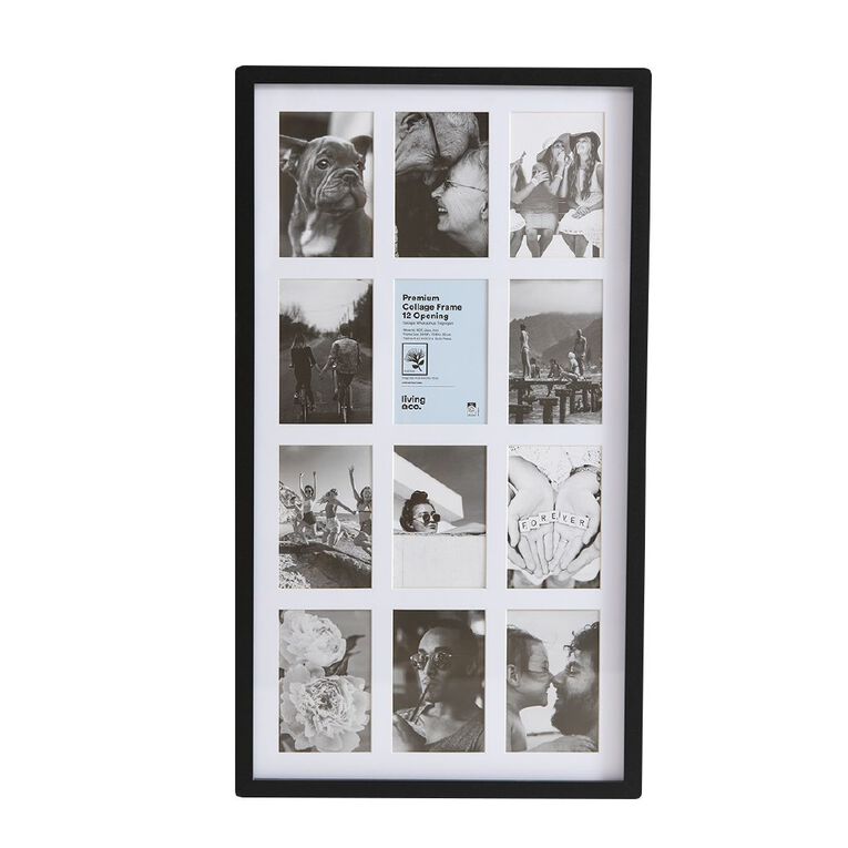 Living & Co Premium Collage Frame 12 Openings Black 4in x 6in, , hi-res