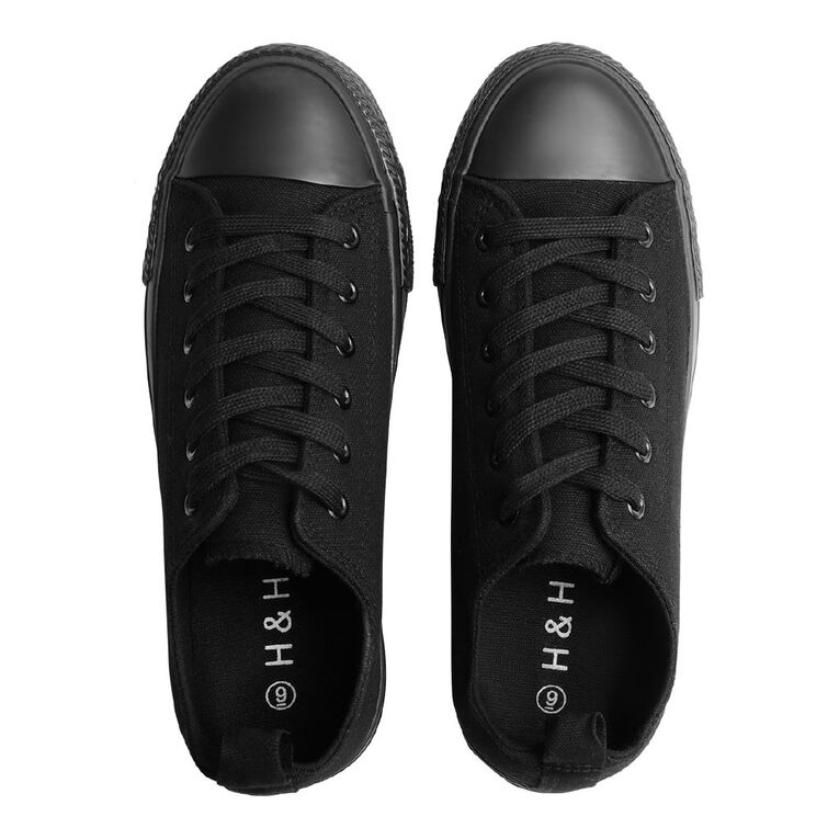 H&H Women's Jen Canvas Low Top Sneakers, Black, hi-res