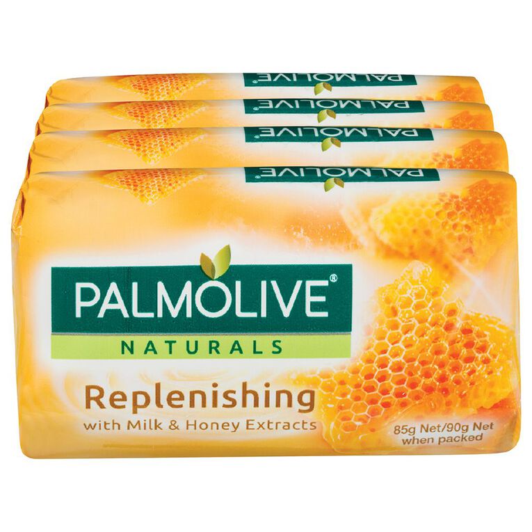 Palmolive Naturals Milk & Honey Replenishing Bar Soap 90gm 4 Pack, , hi-res