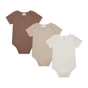 Young Original Babies' Short Sleeve Rib Bodysuit 3 Pack