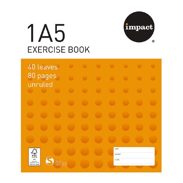 WS Exercise Book 1A5 UB Blank 40 Leaf Orange, , hi-res