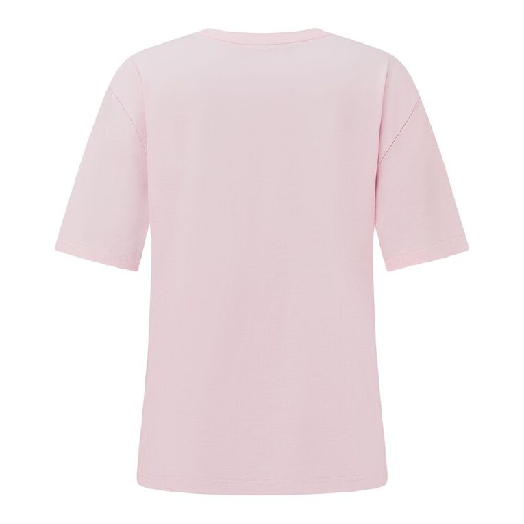 H&H Women's Short Sleeve Boxy Plain Tee, Pink, hi-res