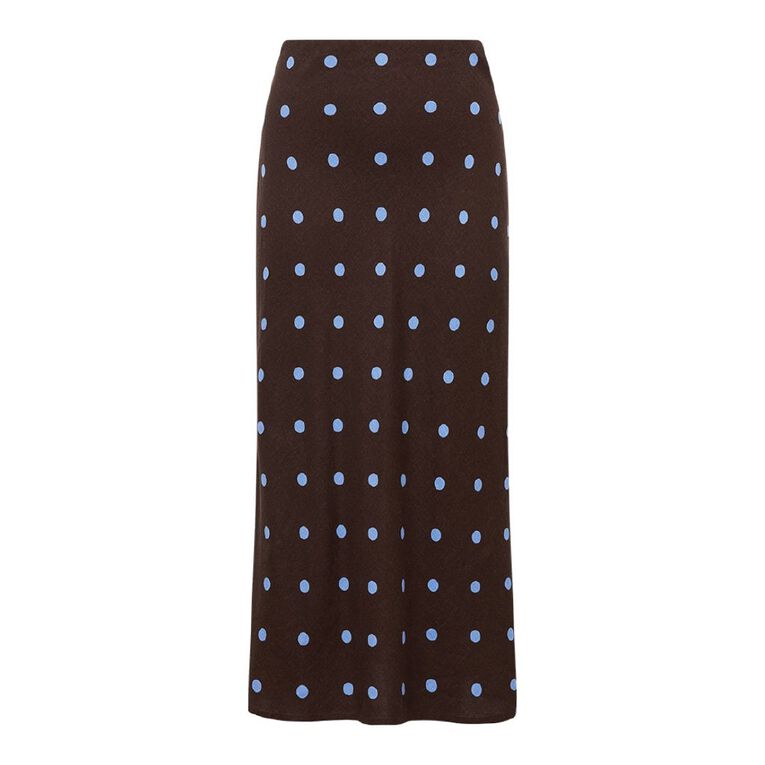 H&H Women's Long Linen Blend Skirt, Brown, hi-res